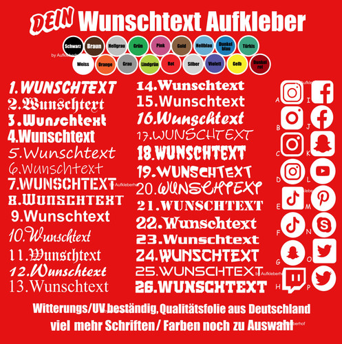 40cm wunschtext aufkleber - 40cm,